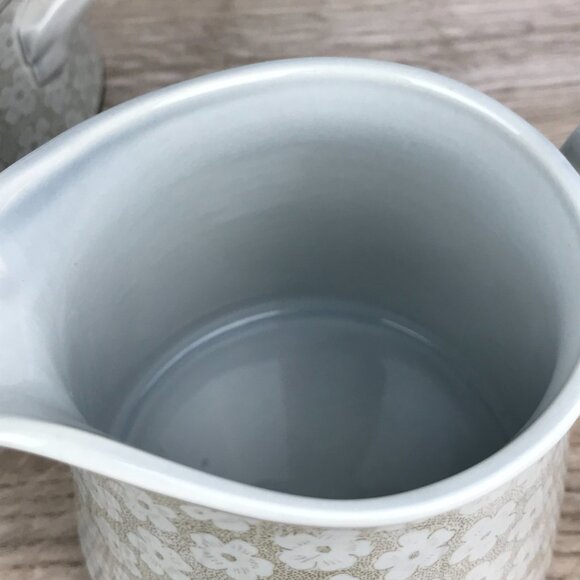 Vintage Villeroy & Boch Sugar Bowl and Creamer Set, Dalarna Blue & Brown Floral - Picture 5 of 13